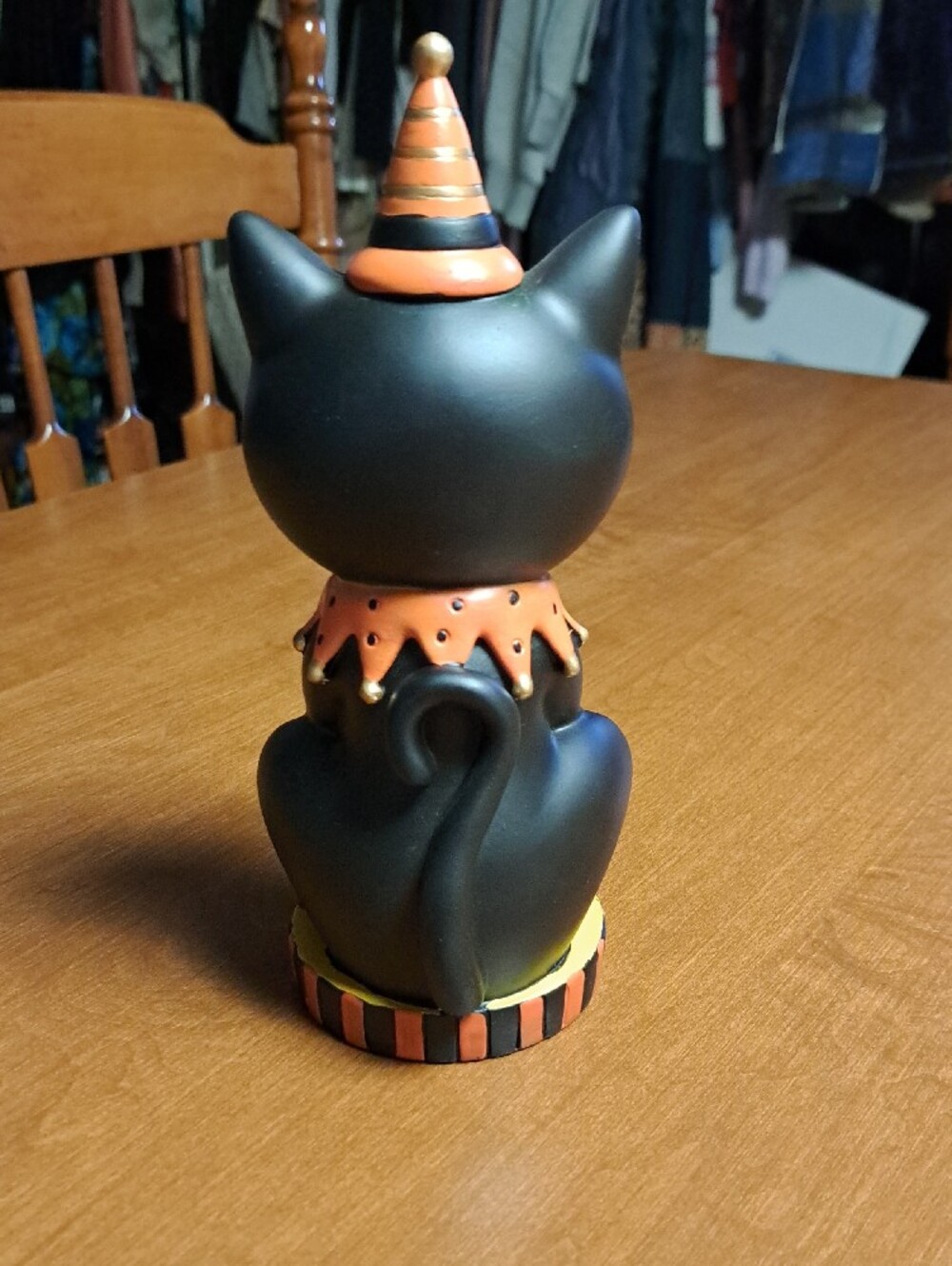 Black and Orange Halloween Cat Figurine - Decorative Pet-Themed Accent - Picture 3 of 4